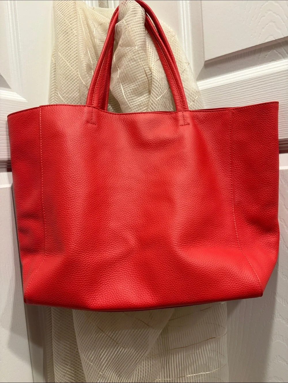 M.I.L.A Red Textured Leather Tote